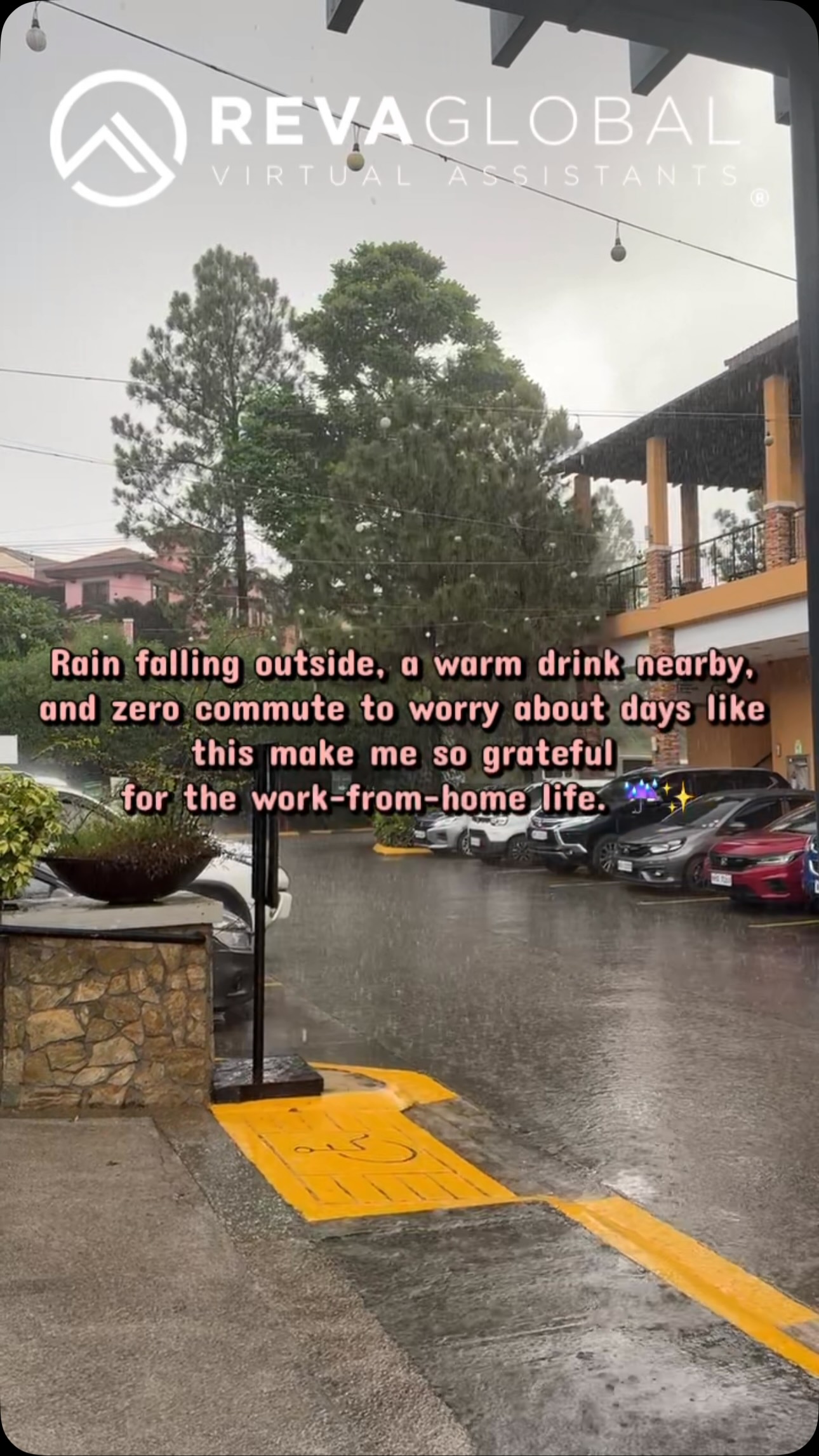 Rain outside, cozy workspace inside. Enjoy the simple comfort of working from home while growing…